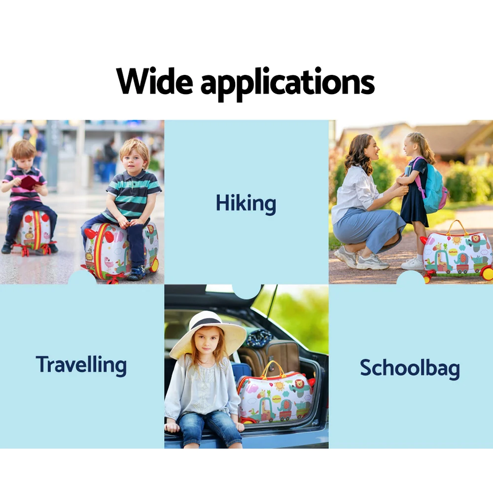 17inch Kids Ride On Luggage Children Suitcase Trolley Travel - Zoo - Nurns
