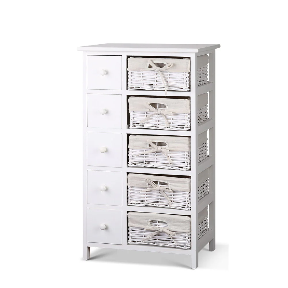 5 Basket Storage Drawers - White - Nurns