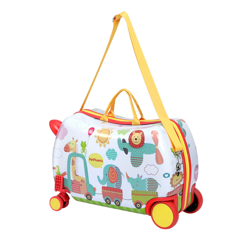 17inch Kids Ride On Luggage Children Suitcase Trolley Travel - Zoo - Nurns