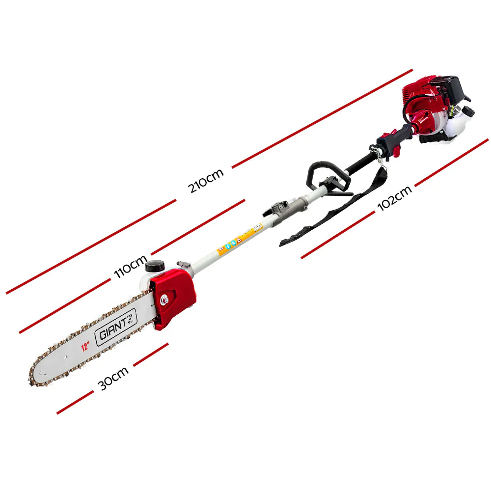 40CC Pole Chainsaw Hedge Trimmer Brush Cutter Whipper Saw 4-Stroke 7-in-1 - Nurns