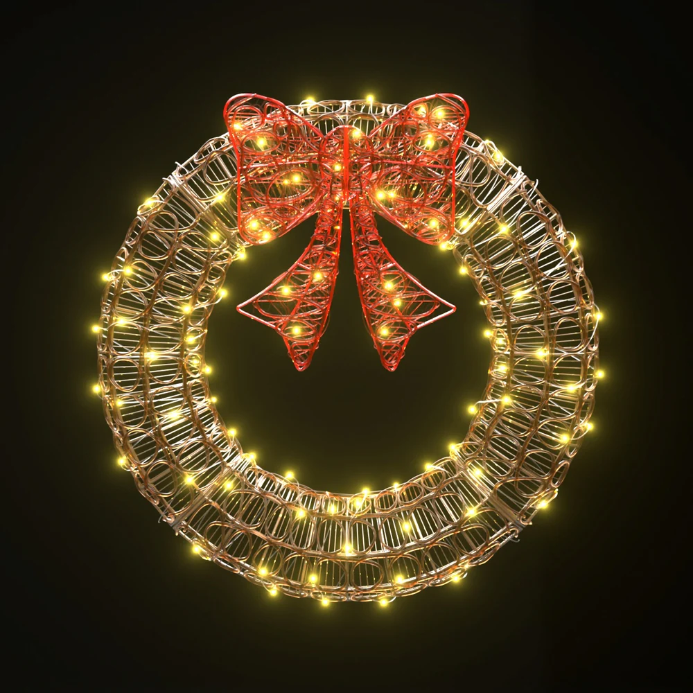 0.6M Christmas Lights 160 LED Motif Solar Wreath Xmas Decorations - Nurns