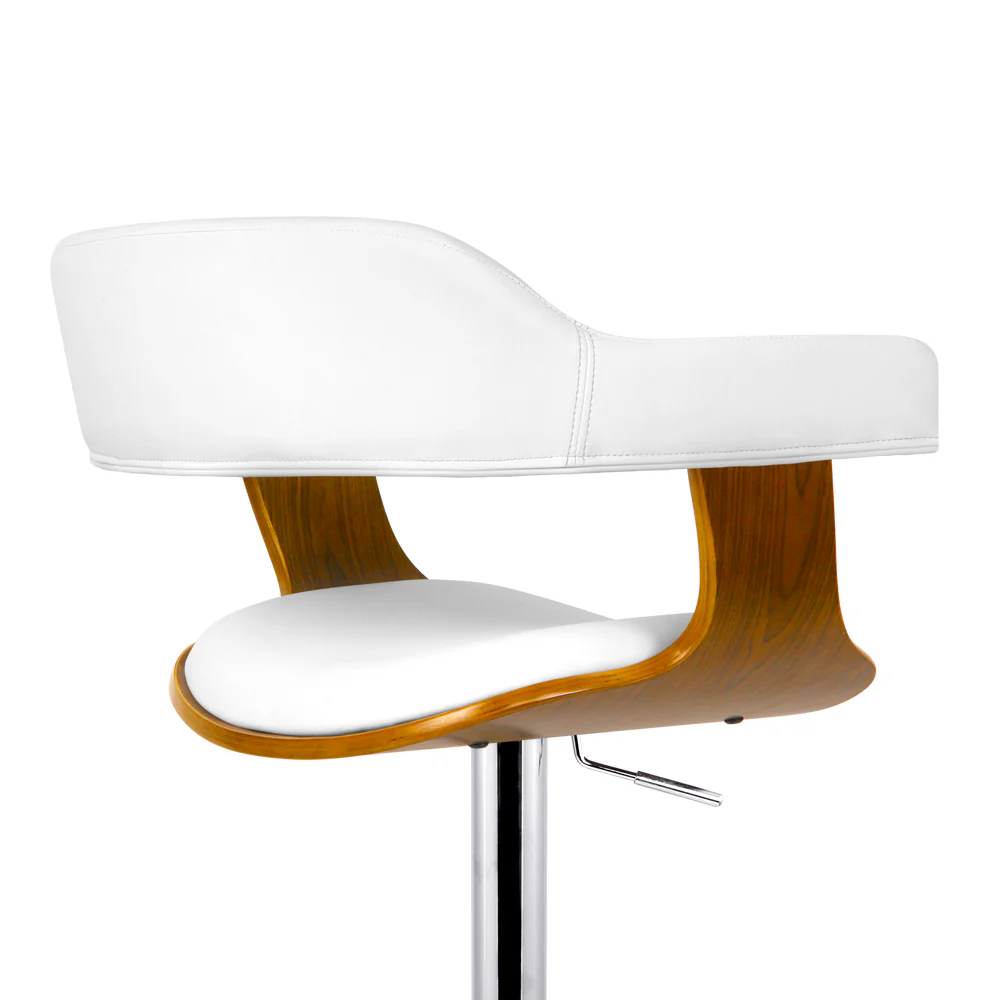 110cm Chalcis Wooden PU Leather Bar Stool - White & Wood - Nurns