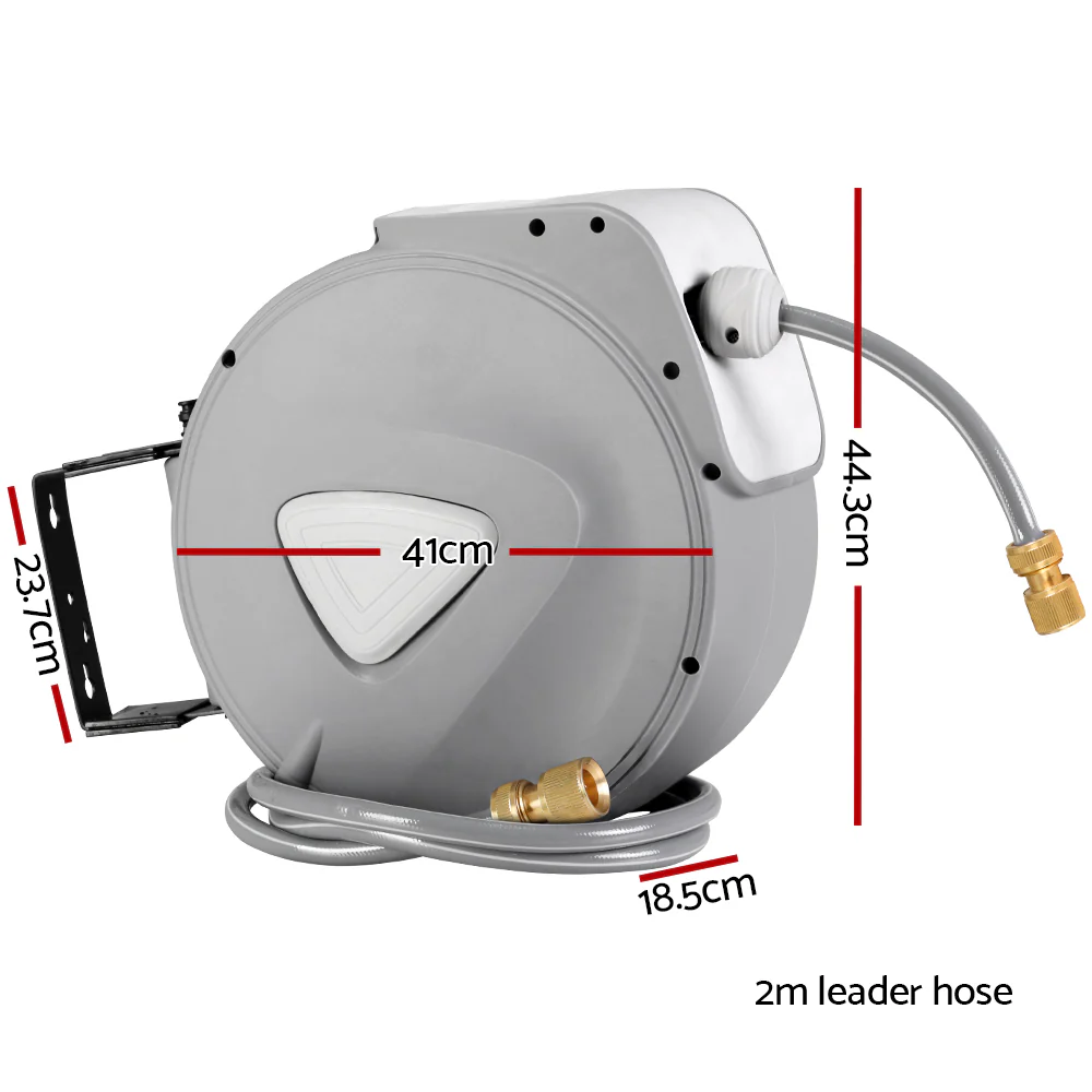 30M Retractable Hose Reel Garden Water Brass Auto Rewind Spray Gun - Nurns