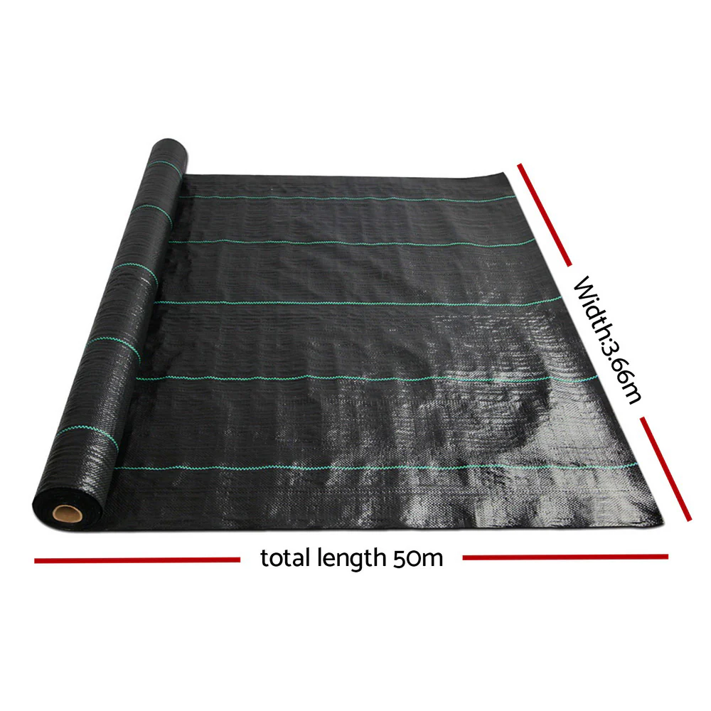3.66mx50m Weedmat Weed Control Mat Woven Fabric Gardening Plant PE - Nurns
