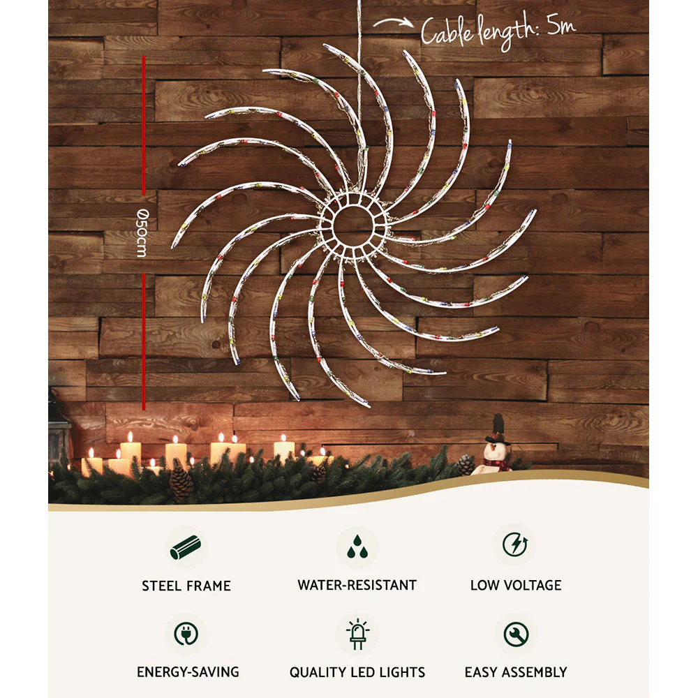 0.5M Christmas Lights 128 LED Spin Motif Light Decorations - Nurns