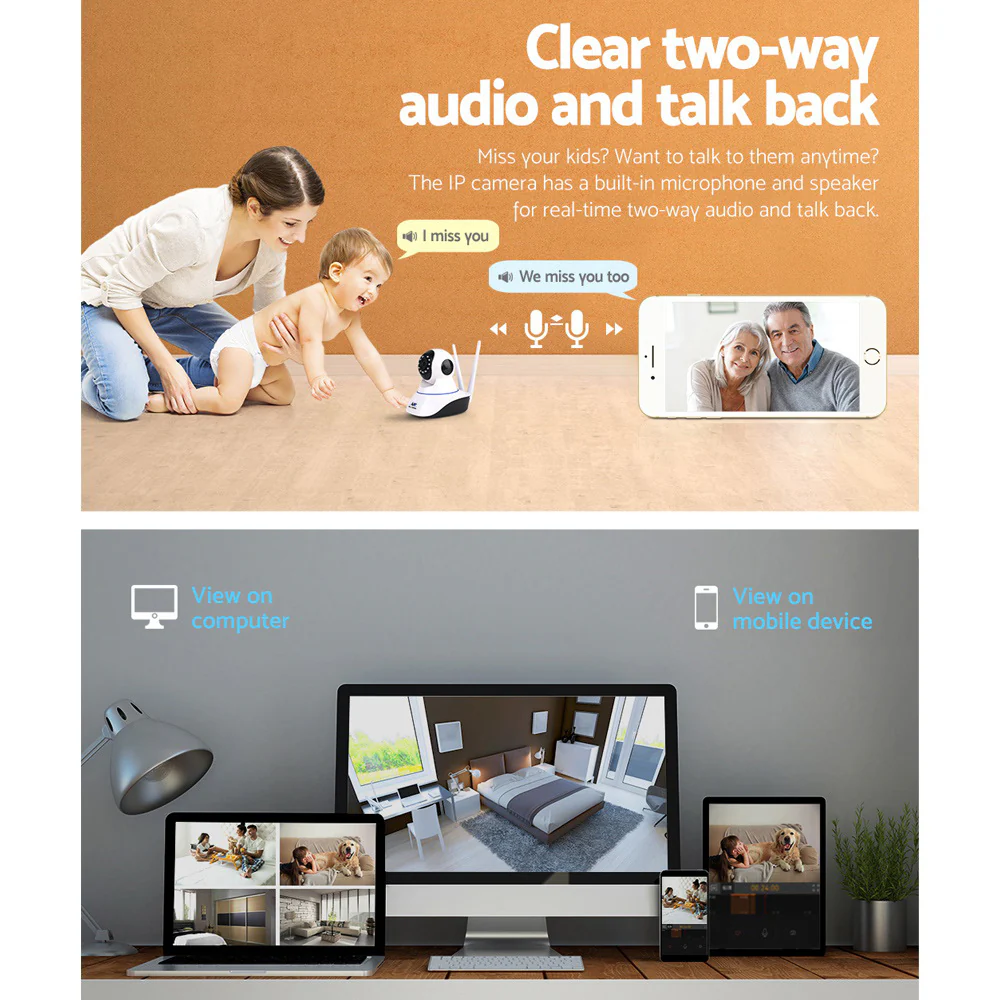 1080P Wireless IP Camera Security WIFI Cam White - Nurns