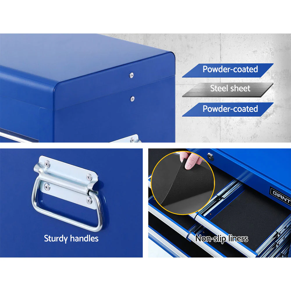 10-Drawer Tool Box Chest Cabinet Garage Storage Toolbox Blue - Nurns