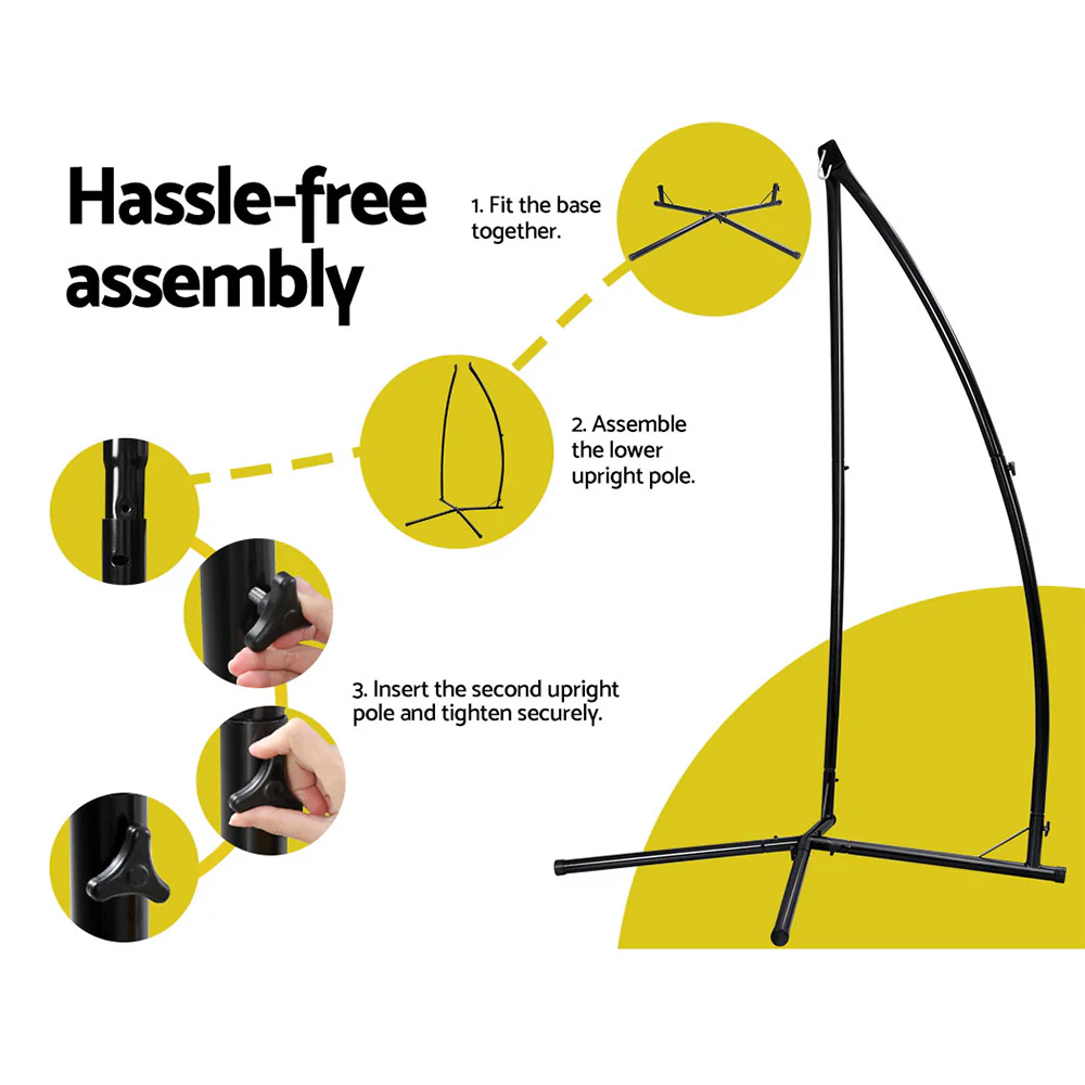 100cm Hammock Chair Nest Web Outdoor Swing with Steel Stand - Nurns