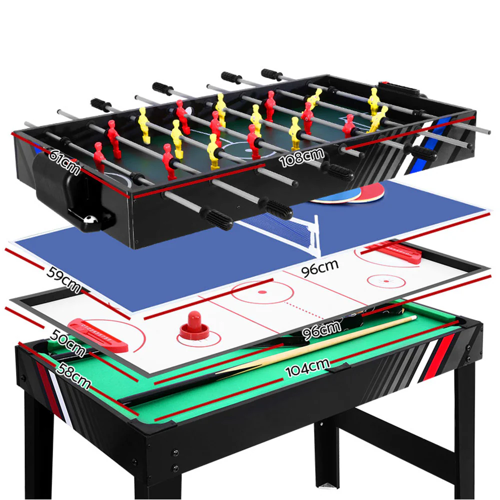 4ft 4-In-1 Soccer Table Tennis Ice Hockey Pool Game Football Foosball Kids Adult - Nurns