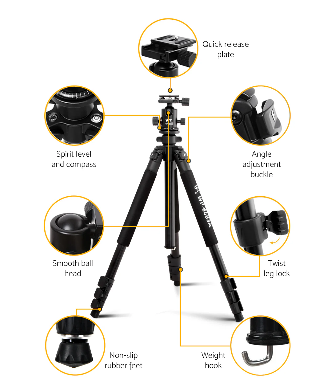 173cm Professional Ball Head Tripod Digital Camera - Nurns