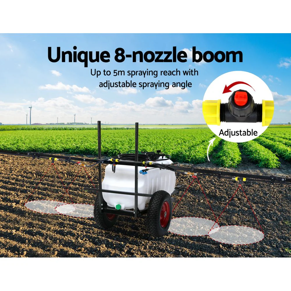 100L ATV Weed Sprayer 5M Boom Trailer Spot Spray Tank Farm Pump - Nurns