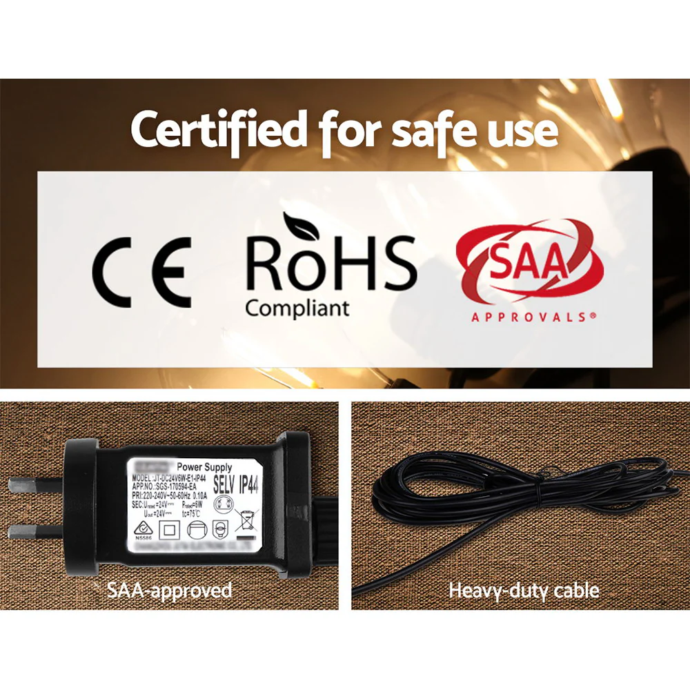 23m LED Festoon String Lights Outdoor Christmas Decorations Wedding Garden Party - Nurns