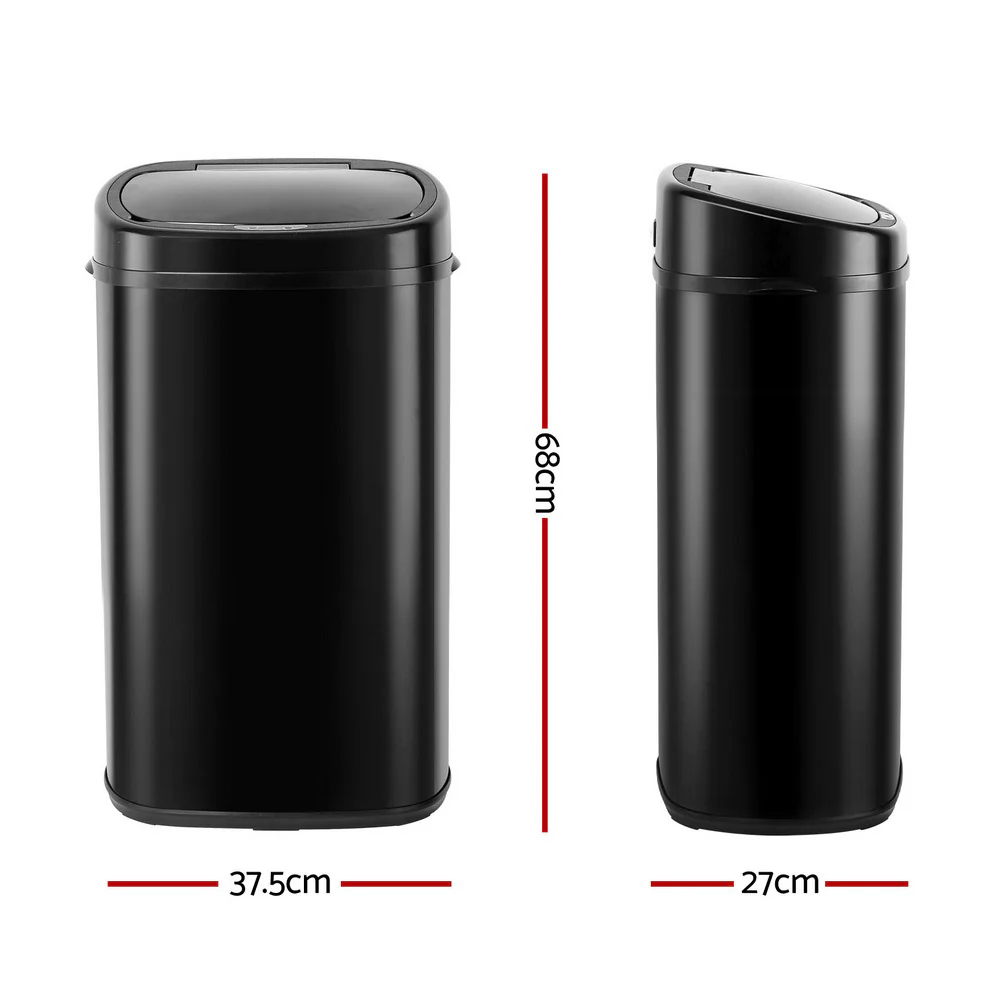 58L Motion Sensor Rubbish Bin - Black - Nurns