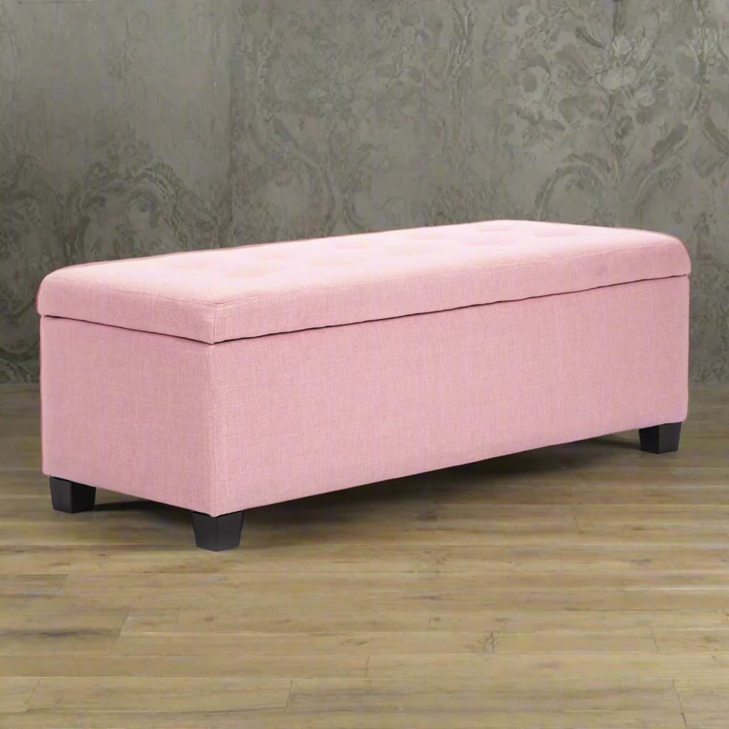 102cm Storage Ottoman Stool Fabric - Pink - Nurns