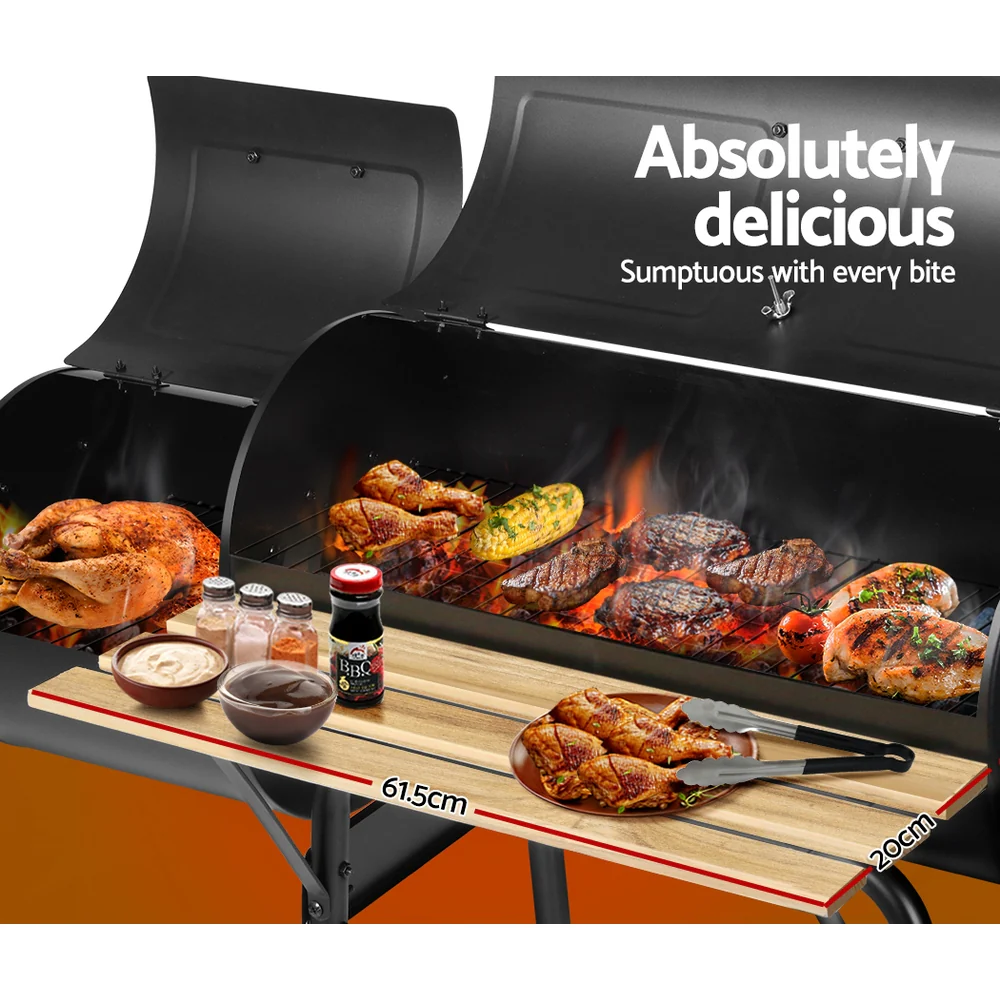 2-in-1 offset BBQ Smoker - Black - Nurns