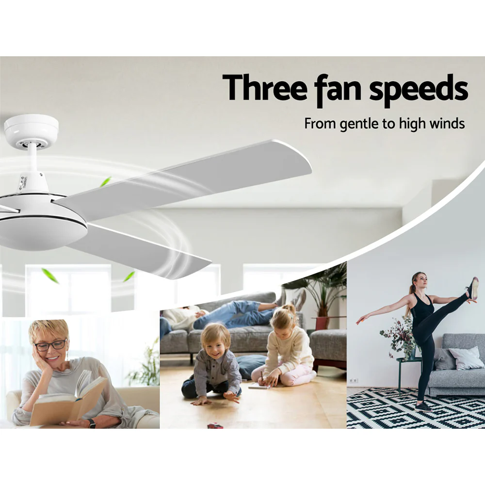 52'' Ceiling Fan AC Motor 4 Blades with Remote - White - Nurns