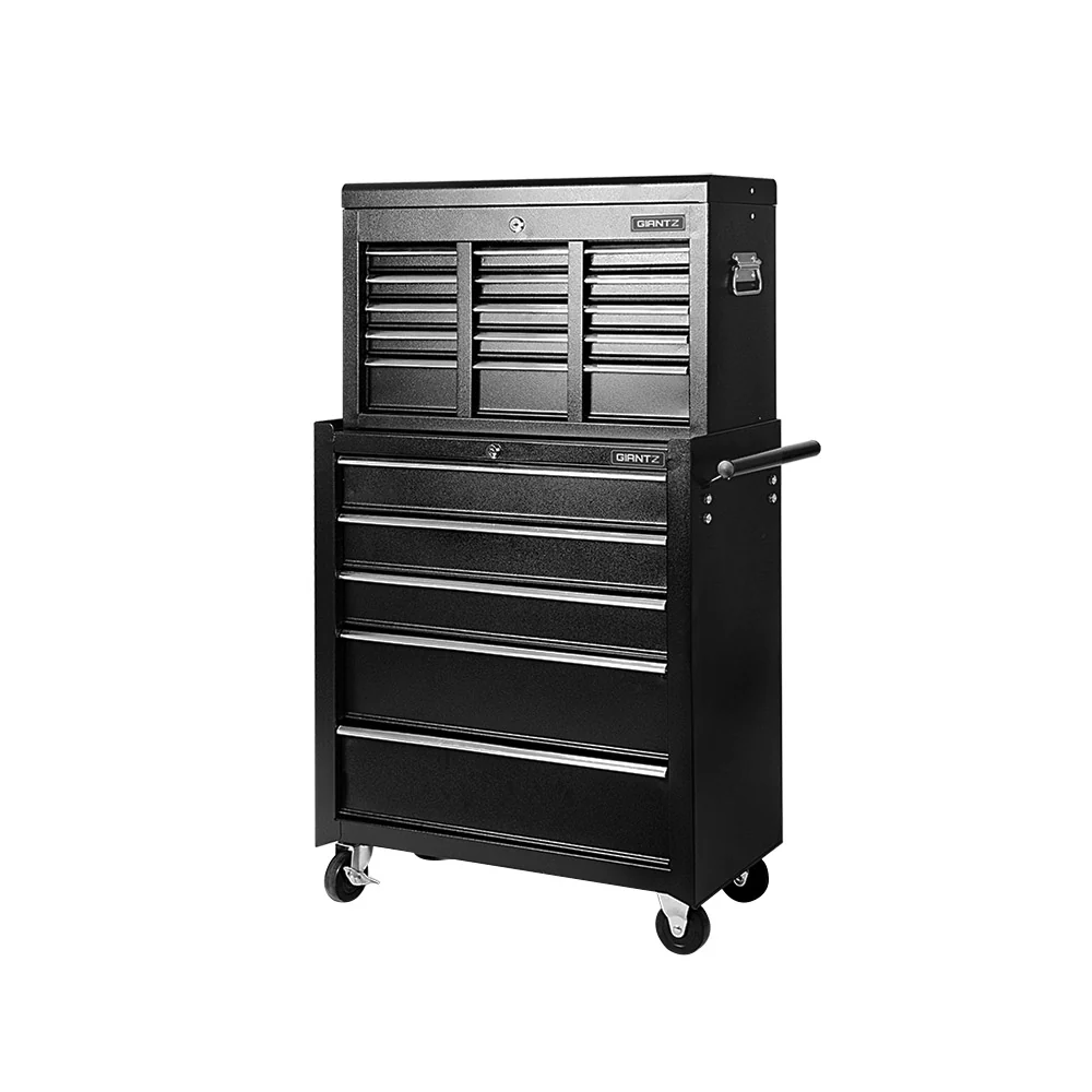 14 Drawers Toolbox Chest Cabinet Mechanic Trolley Garage Tool Storage Box - Black - Nurns