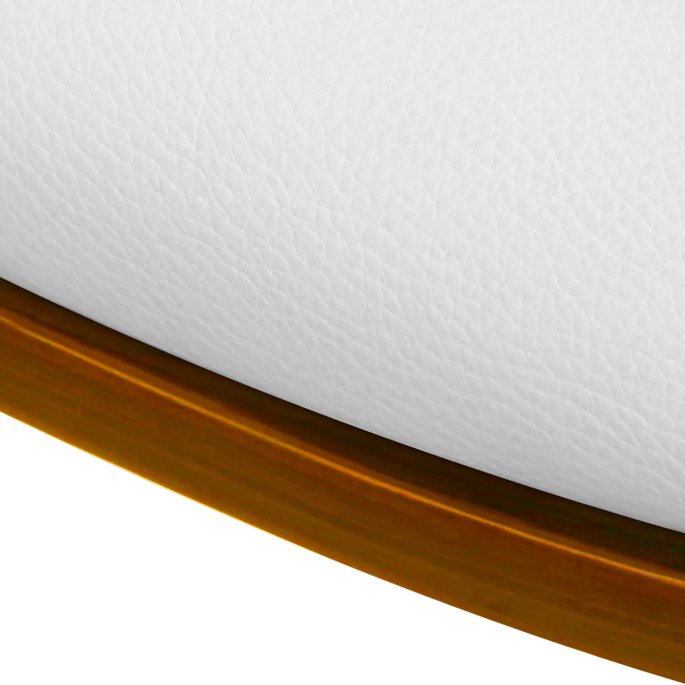 110cm Chalcis Wooden PU Leather Bar Stool - White & Wood - Nurns