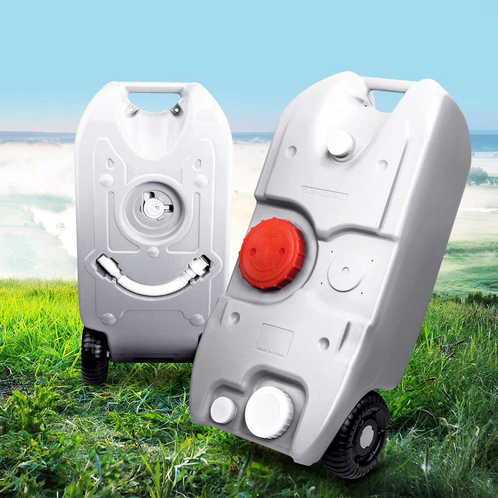 40L Portable Wheel Water Tank Camping Caravan Storage Grey - Nurns
