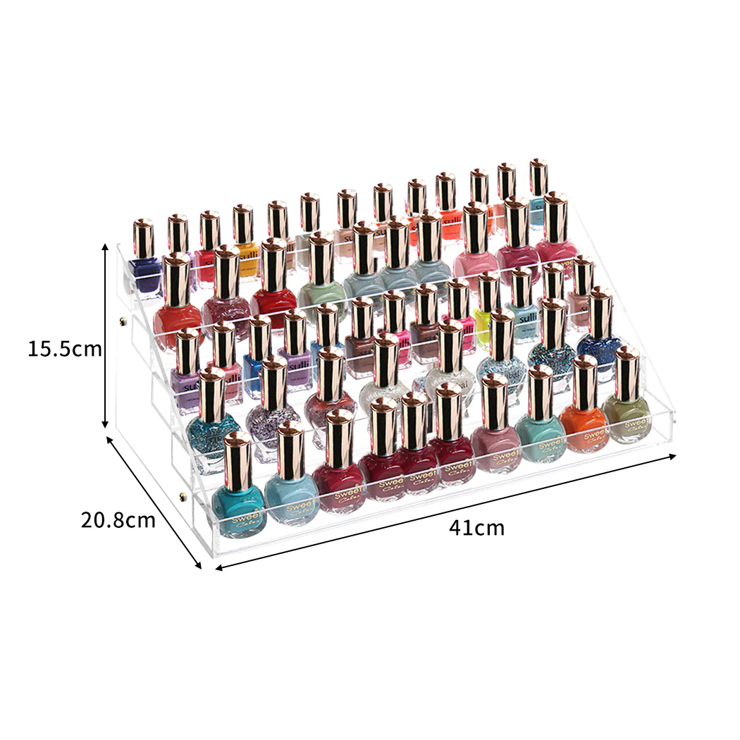 5 Tier Clear Acrylic Nail Polish Varnish Cosmetics Display Stand Rack Organiser - Nurns