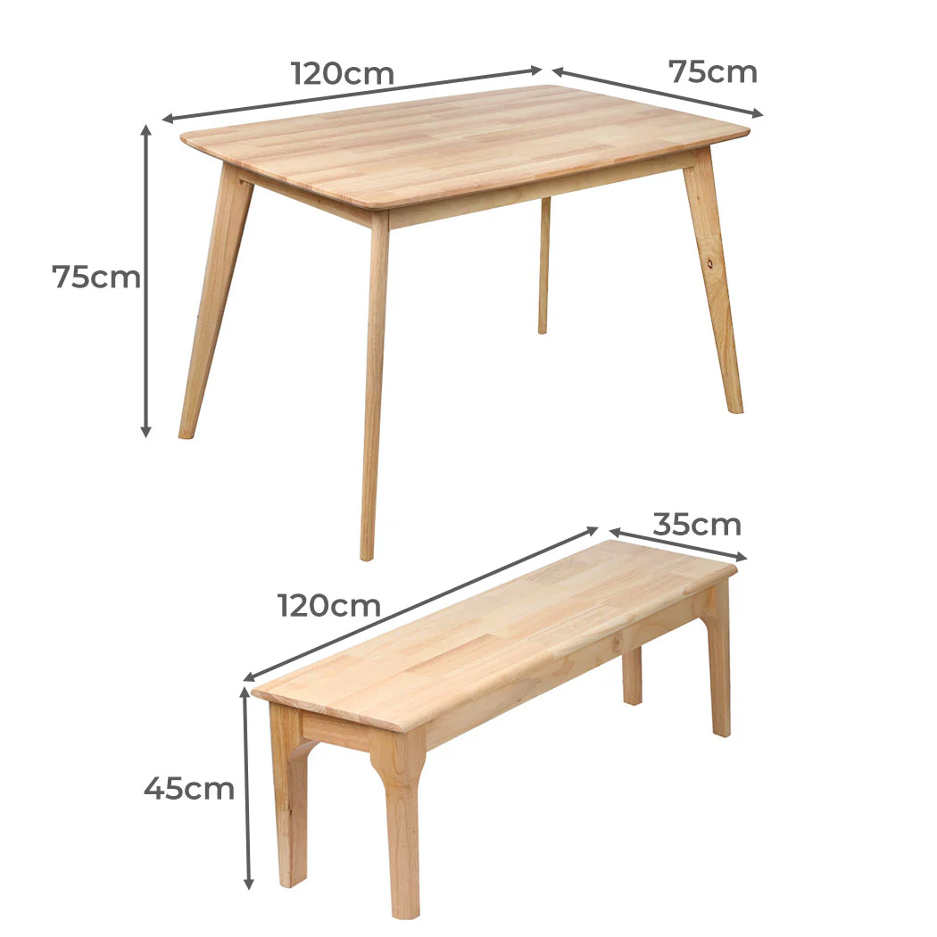 2-Piece Vittu Natural Dining Table & Chair Set Bench Industrial Computer - Nurns