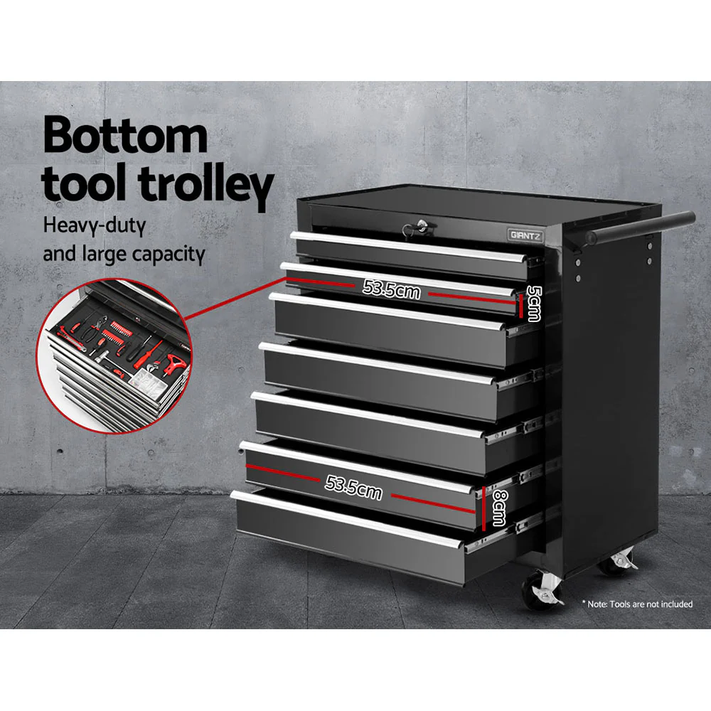17 Drawers Tool Box Trolley Chest Cabinet Cart Garage Mechanic Toolbox Black - Nurns