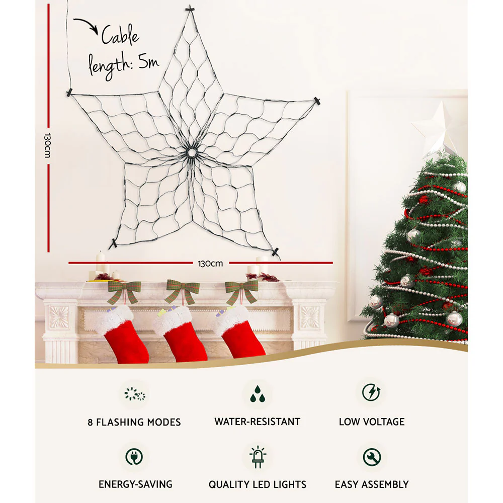 1.3M Christmas Lights 130 LED Snow Motif Light Decorations - Nurns