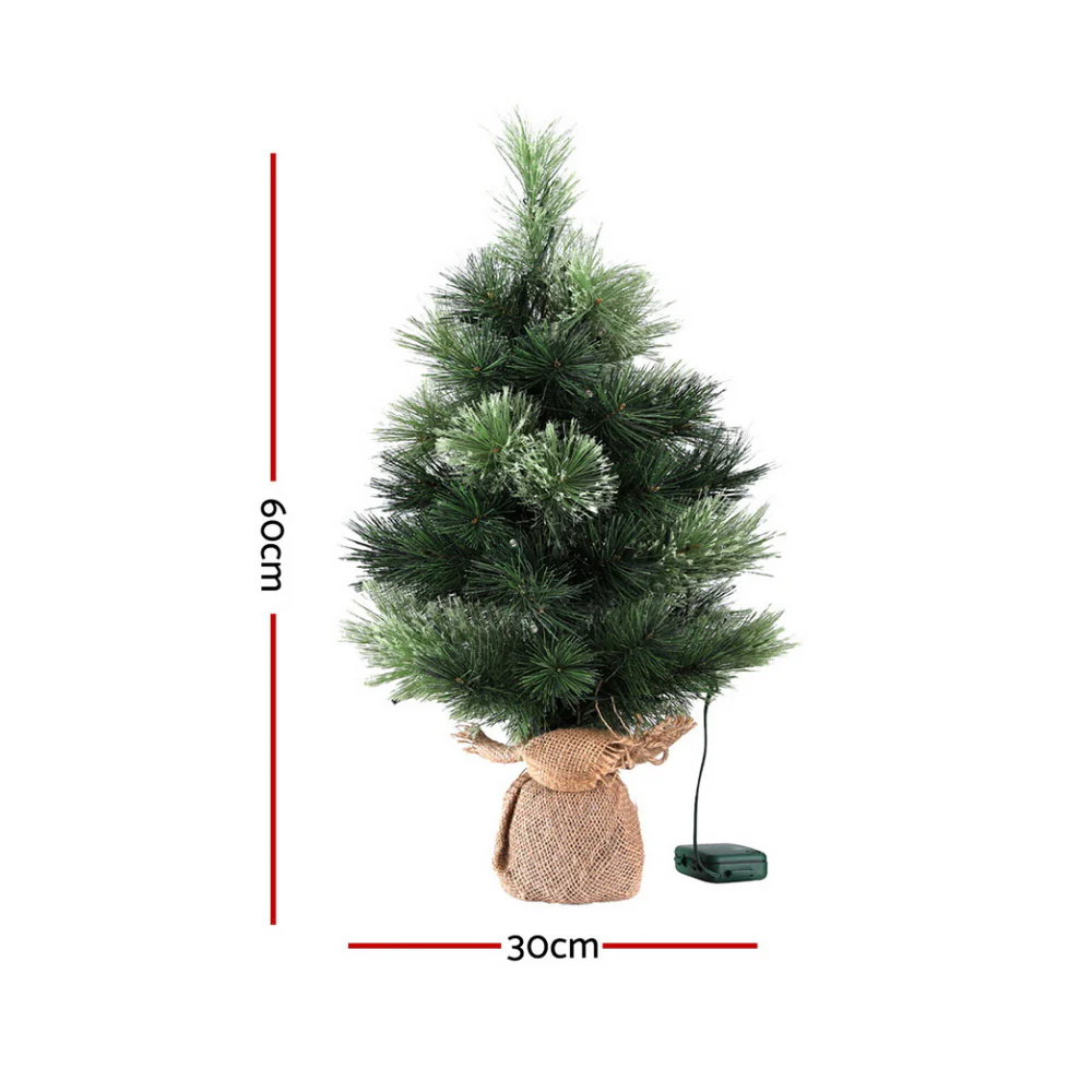 2ft 0.6m 50 LED Tabletop Christmas Tree 8-Light Modes Timer Function - Nurns
