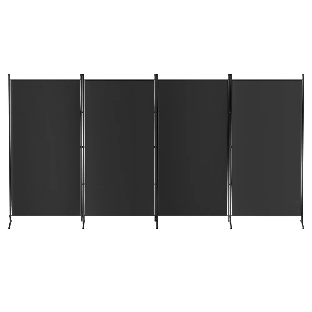 4 Panel Room Divider Screen 345x180cm Fabric - Black - Nurns