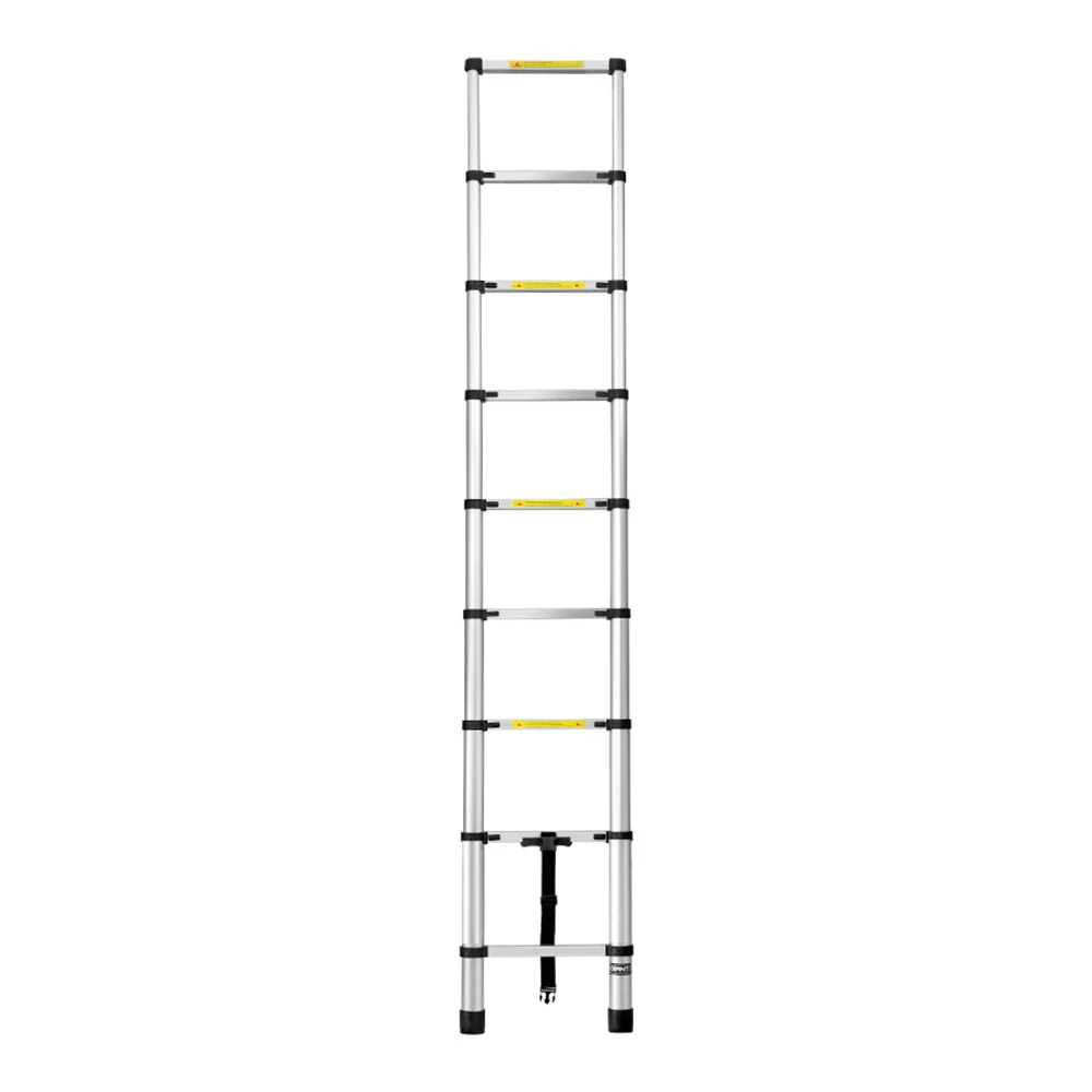 2.6M Telescopic Ladder Aluminium Extension Extendable Steps Adjustable Height - Nurns
