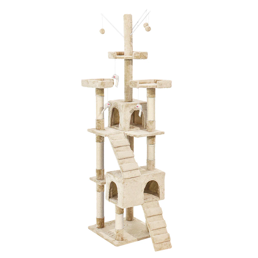 2.1M Cat Scratching Post Tree Gym House Condo Furniture Scratcher Tower - Nurns