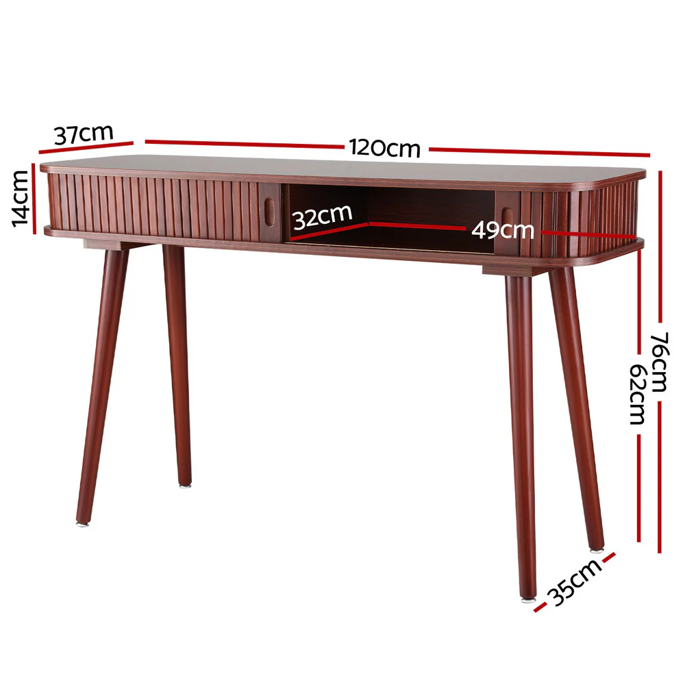 120cm Artiss Console Table 2 Drawers - Walnut - Nurns