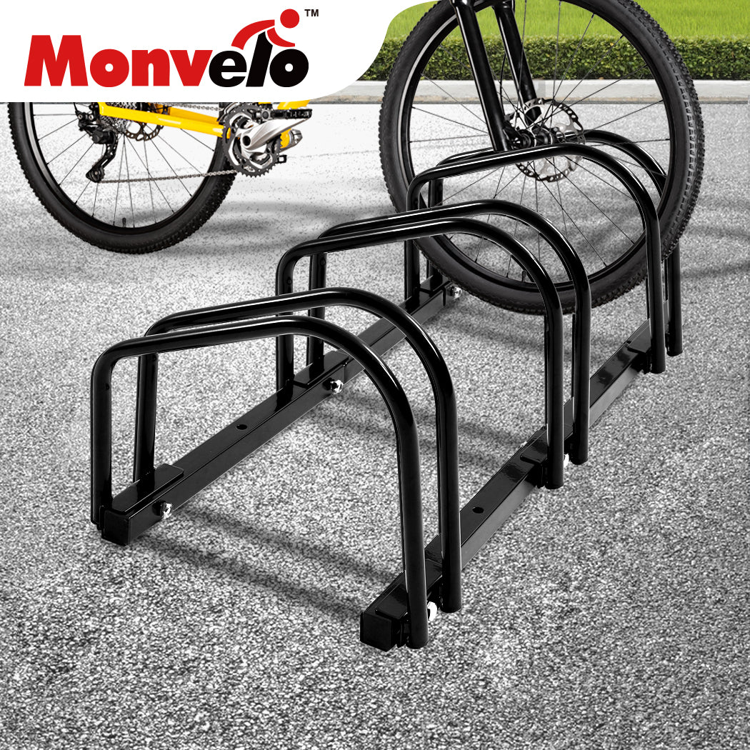 3 Bike Floor Parking Rack Bikes Stand Bicycle Instant Storage Cycling Portable - Nurns