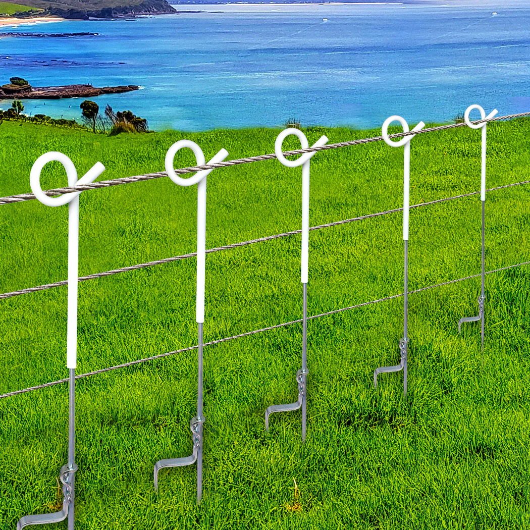 20x Fence Pigtail Posts Steel Electric Graze Farming Post Tape Fencing Anti-rust - Nurns
