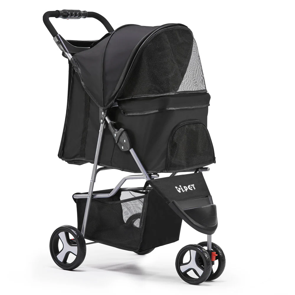 3 Wheel Pet Stroller - Black - Nurns
