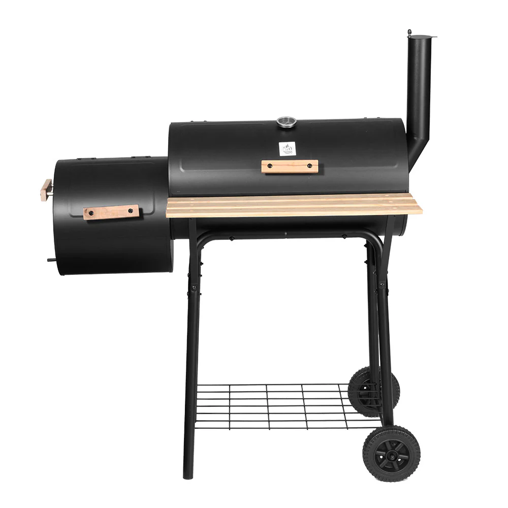 2-in-1 offset BBQ Smoker - Black - Nurns
