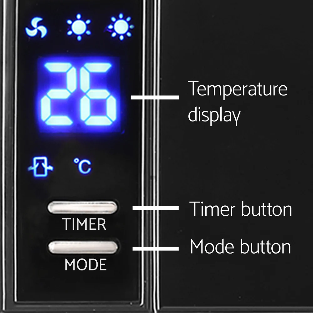 2000W Wall Mounted Panel Heater - Black - Nurns