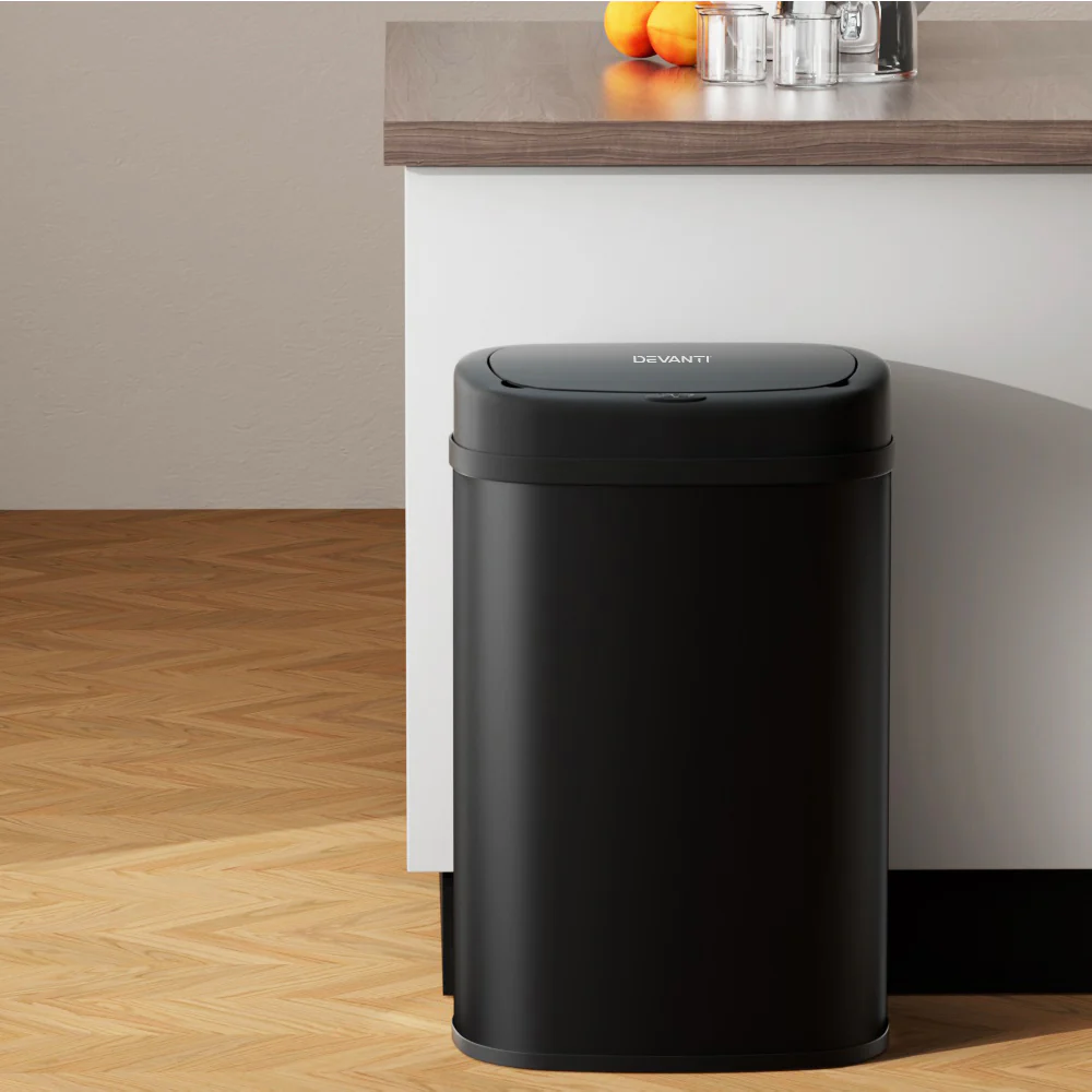50L Sensor Bin Motion Rubbish Automatic - Black - Nurns