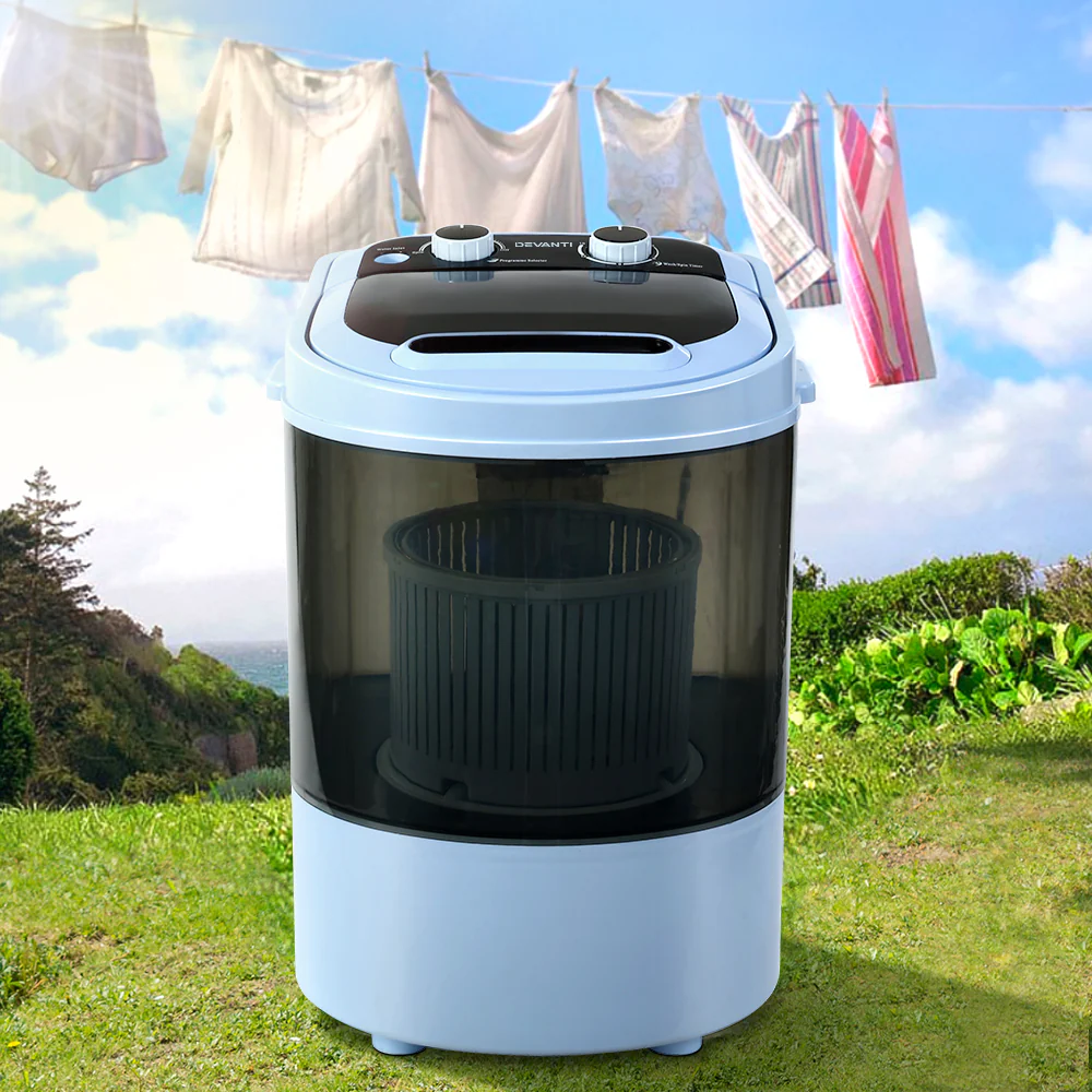 3kg Mini Portable Washing Machine Shoes Wash Top Load Spin Camp Caravan - Nurns