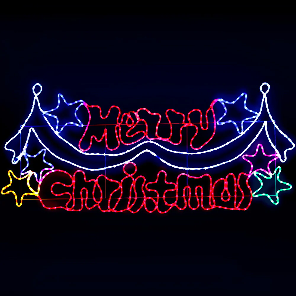 1.9M LED Merry Christmas lights Motif Light Outdoor Decorations - Nurns
