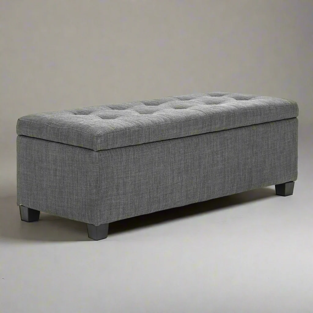 102cm Storage Ottoman Stool Fabric - Dark Grey - Nurns