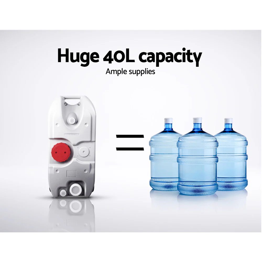 40L Portable Wheel Water Tank Camping Caravan Storage Grey - Nurns