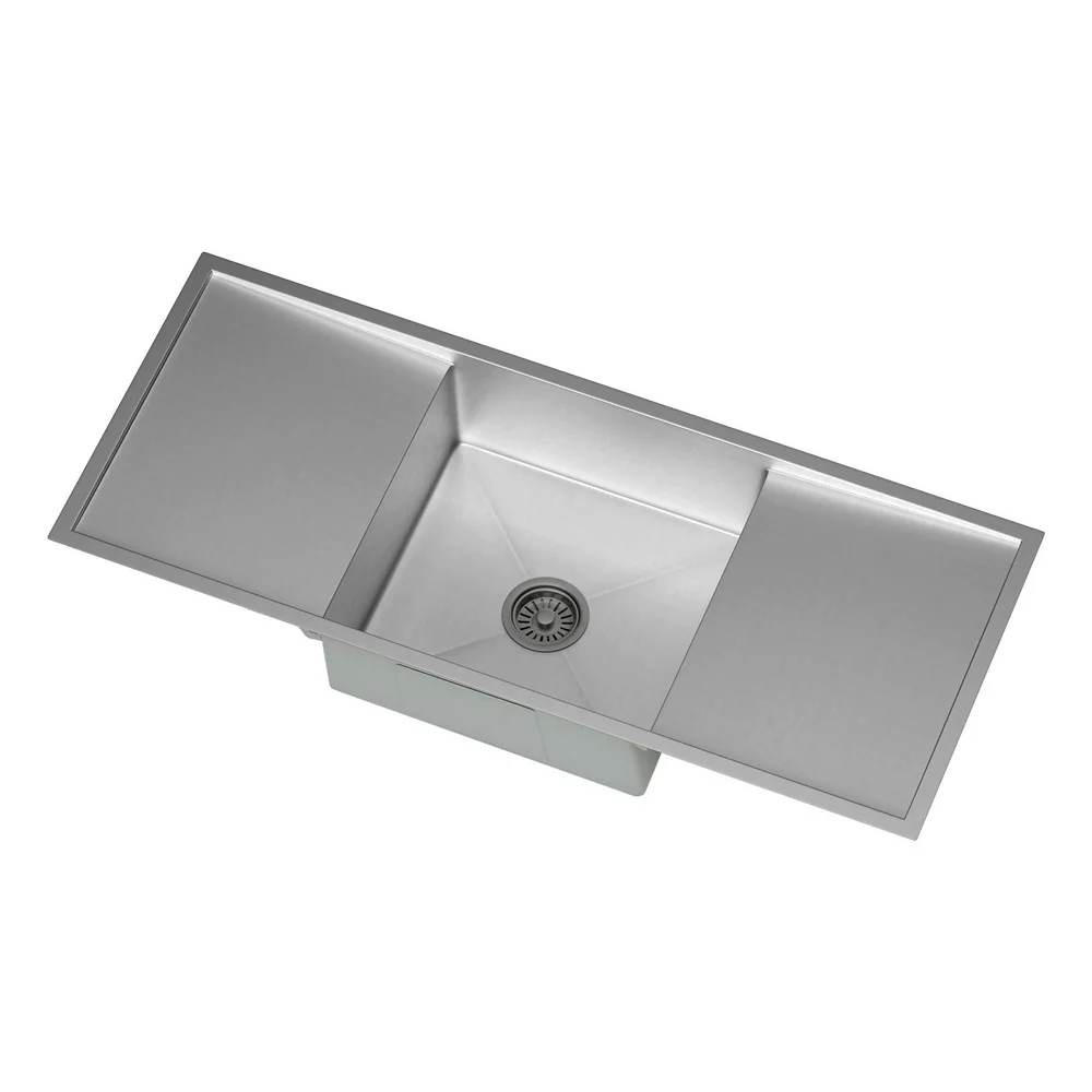 122x45cm Kitchen Sink Basin Stainless Steel Under/Top/Flush Mount Bowl - Nurns