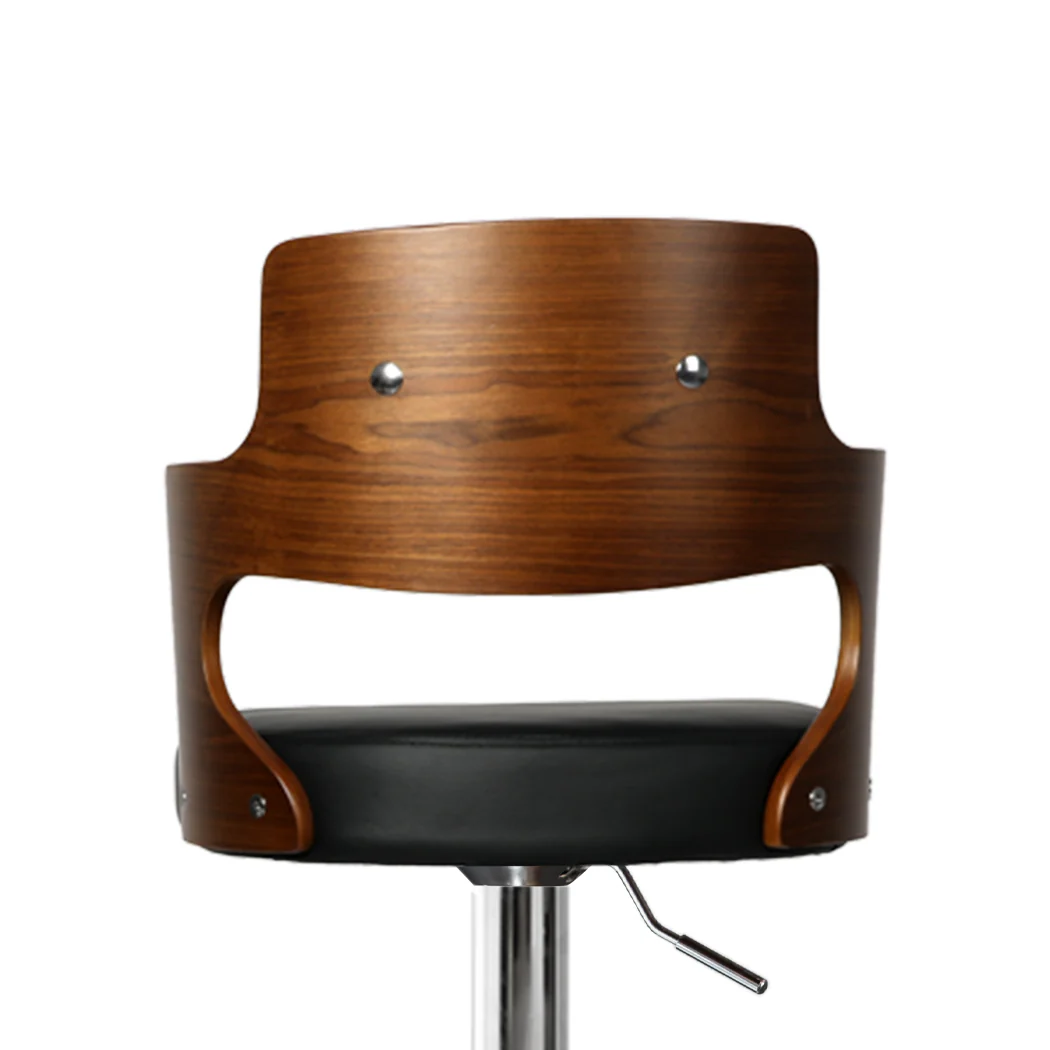 110.5cm Palermo Kitchen Bar Stools Gas Lift Wooden Beech Stool Metal Barstools - Black & Silver - Nurns