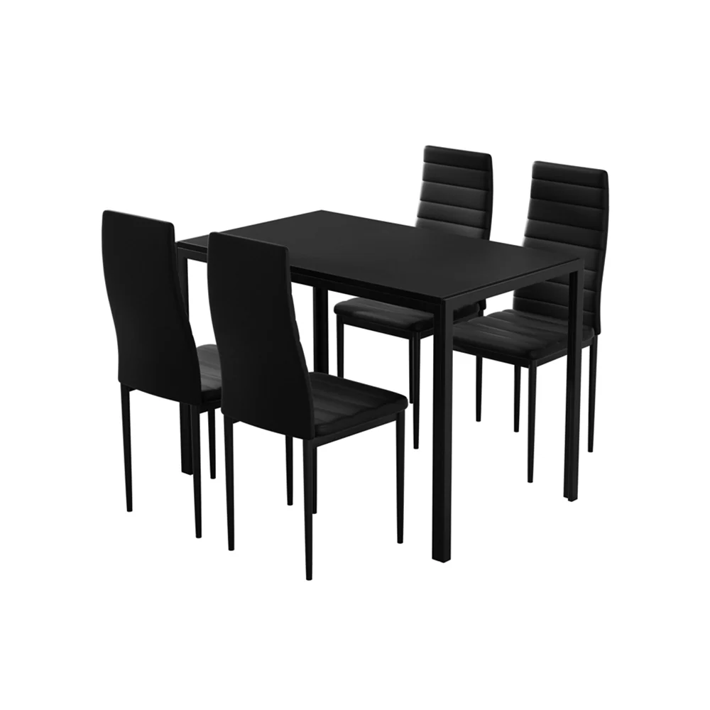 5-Piece Dante Black Dining Table & Chair Set - Nurns