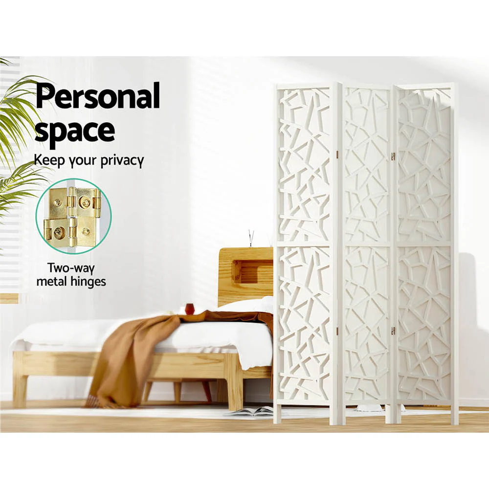 3 Panel Room Divider Screen 122x170cm - White - Nurns