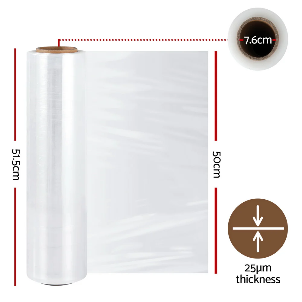 500mm x 400m Stretch Film Pallet Shrink Wrap 2 Rolls Package Use Plastic - Clear - Nurns