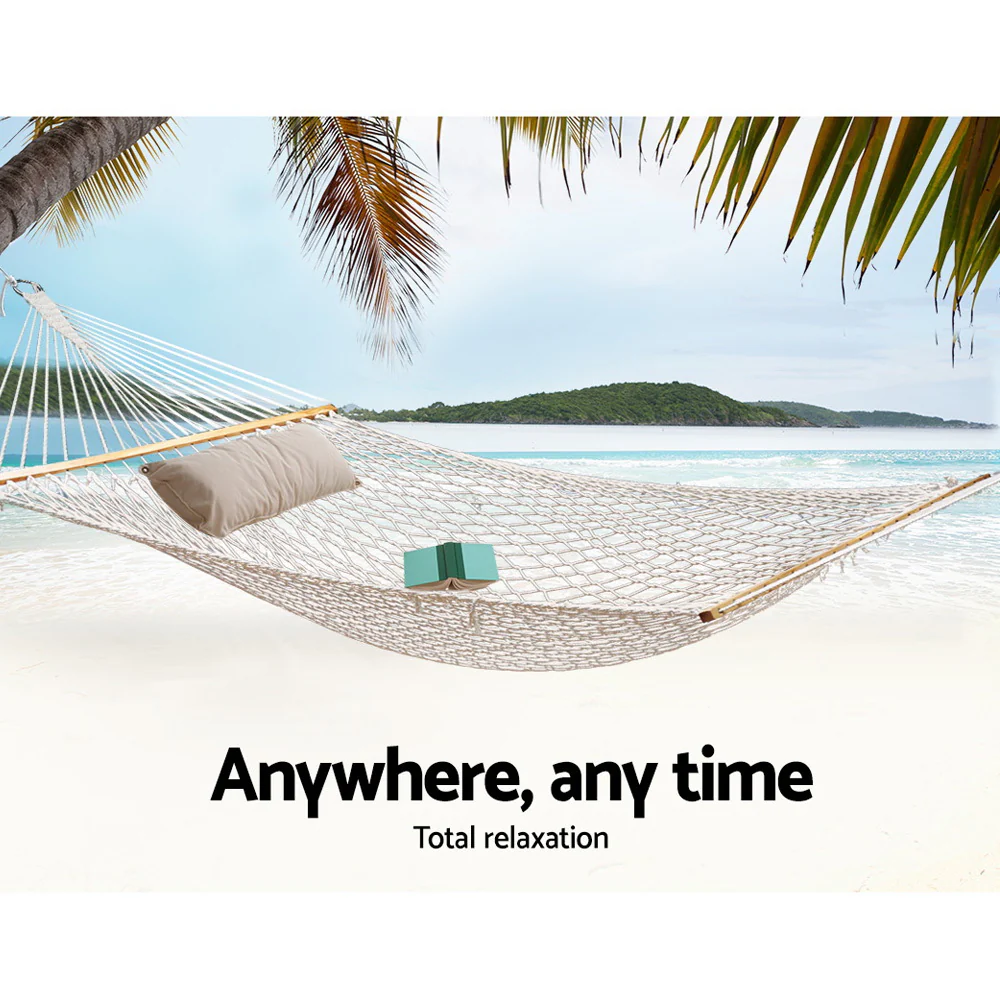 2-Seater Hammock Bed Outdoor Chair Camping Hanging Hammocks Mesh - Nurns