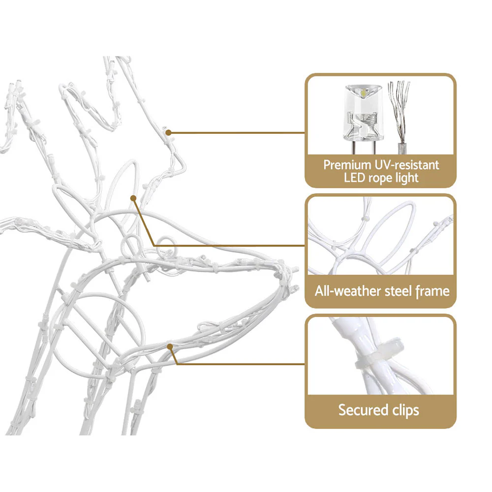 2-Pieces Christmas Lights Reindeers 200 LED Decorations - Nurns