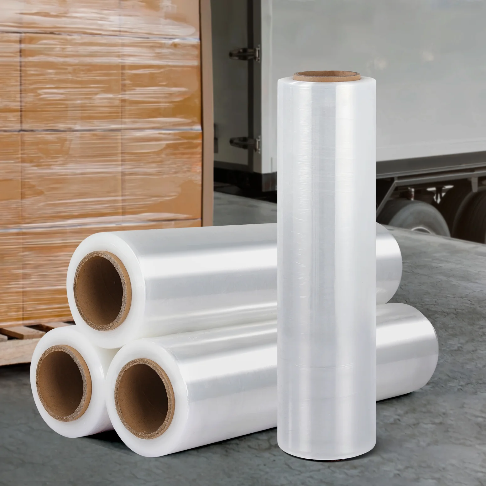 500mm x 400m Stretch Film Pallet Shrink Wrap 4 Rolls Package Use Plastic - Clear - Nurns